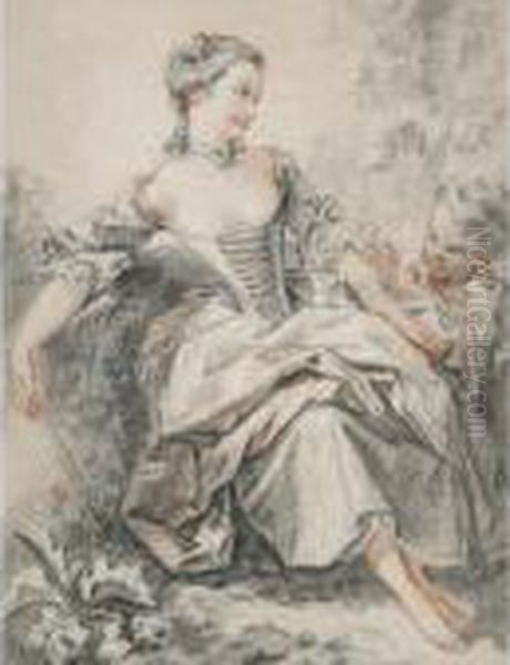 Seated Young Woman Oil Painting by Francois Boucher