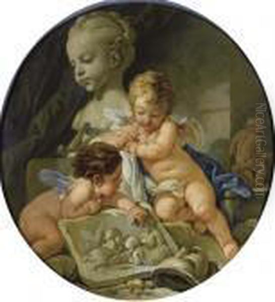 Il Genio Della Scultura Oil Painting by Francois Boucher