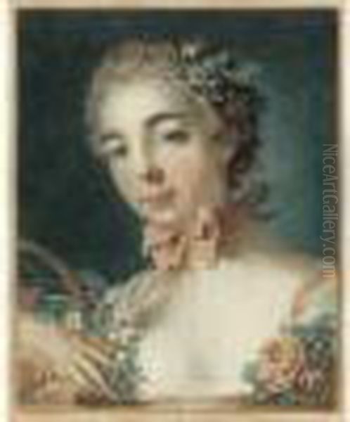 Tete De Flore. (1769). Oil Painting by Francois Boucher