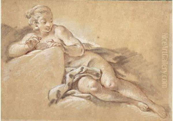 Etude Pour Une Nymphe Allongee Oil Painting by Francois Boucher