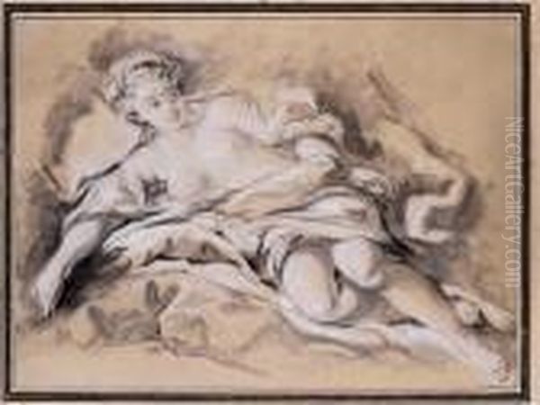 Reclining Nymph Oil Painting by Francois Boucher