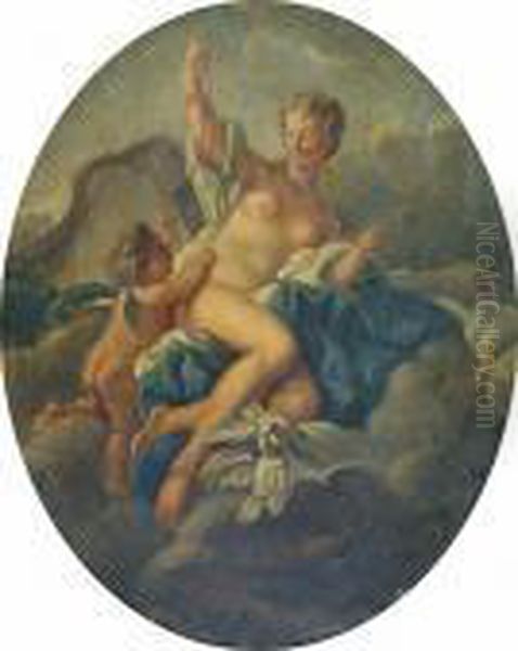 Diana The Huntress With A Putto On A Nimbus Oil Painting by Francois Boucher