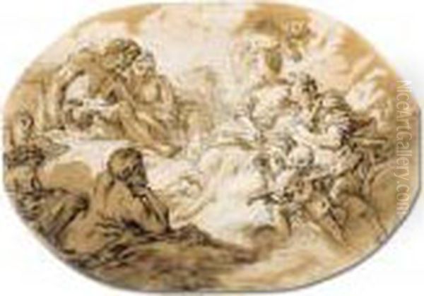 Venus Presenting Aeneas To Jupiter And Juno Oil Painting by Francois Boucher