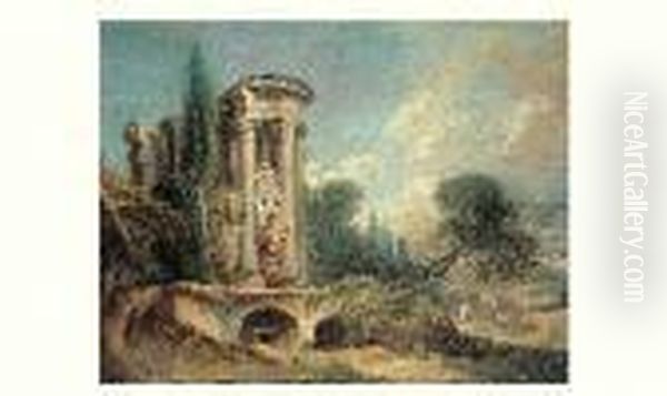 Le Temple De Vesta A Tivoli Oil Painting by Francois Boucher