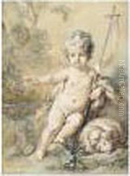 Saint Jean-baptiste Et L'agneau Pascal Oil Painting by Francois Boucher