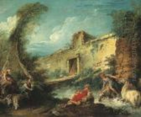 Le Passage Du Gue Oil Painting by Francois Boucher