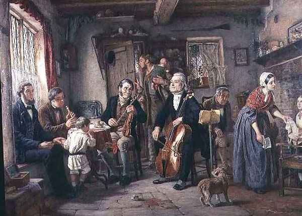 A Philharmonic Rehearsal in a Farmhouse Oil Painting by John Evan Hodgson