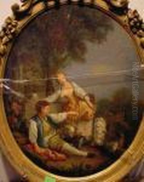 Picnic By The Fountain Oil Painting by Francois Boucher