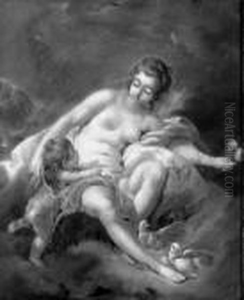 Venus Playing With Cupid Oil Painting by Francois Boucher