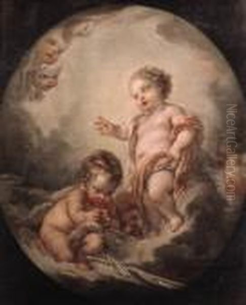 Putti On A Cloud Oil Painting by Francois Boucher