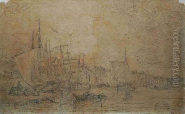 Port De Trouville Sur Mer Oil Painting by Eugene Boudin