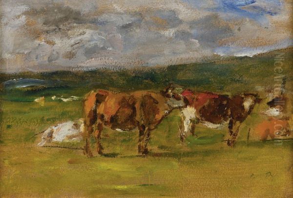 Vaches Au Pturage (etude) Oil Painting by Eugene Boudin