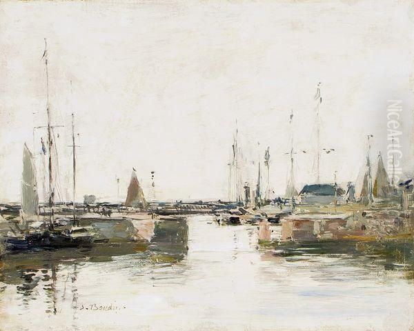 Le Sas A Trouville Oil Painting by Eugene Boudin