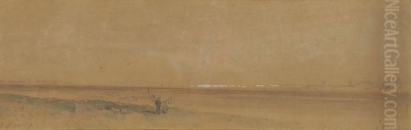 La Plage De Saint Valery En Somme Oil Painting by Eugene Boudin