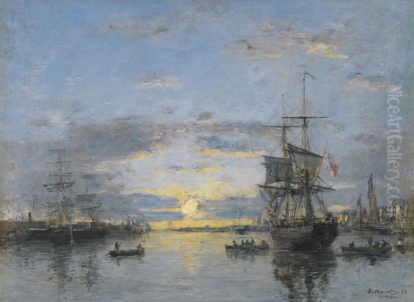 Le Havre. L'avant-port Au Soleil Couchant Oil Painting by Eugene Boudin