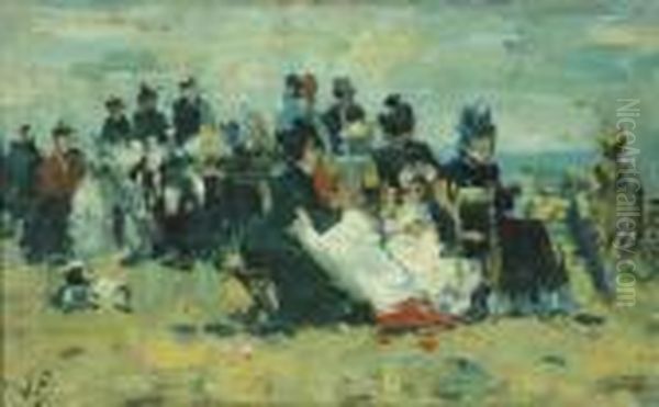 Afternoon At The Beach Oil Painting by Eugene Boudin