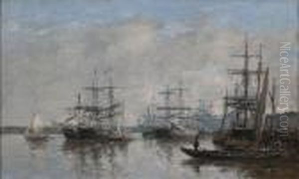 Bordeaux - Le Port Oil Painting by Eugene Boudin