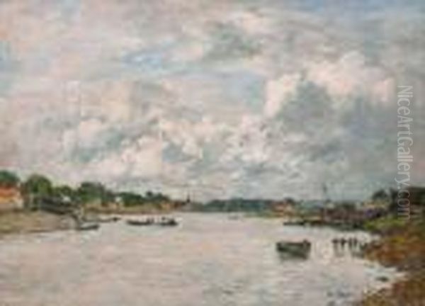 Les Bords De La Touques Oil Painting by Eugene Boudin