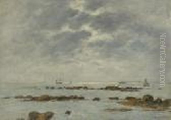 Marine A St. Vaast-la Hougue (manche) Oil Painting by Eugene Boudin