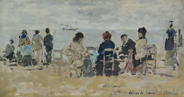 Scene De Plage Oil Painting by Eugene Boudin