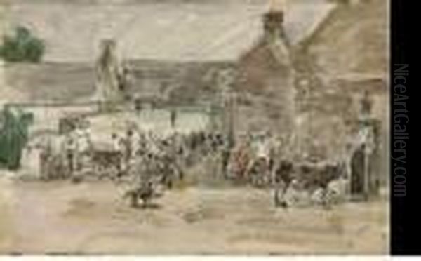 Marche Breton Oil Painting by Eugene Boudin