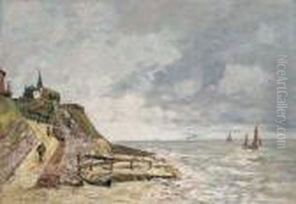 Villerville, Le Rivage Et La Mer Oil Painting by Eugene Boudin