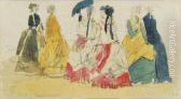 Etude De Femmes En Crinoline Oil Painting by Eugene Boudin