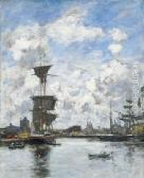 Deauville, Le Bassin Oil Painting by Eugene Boudin