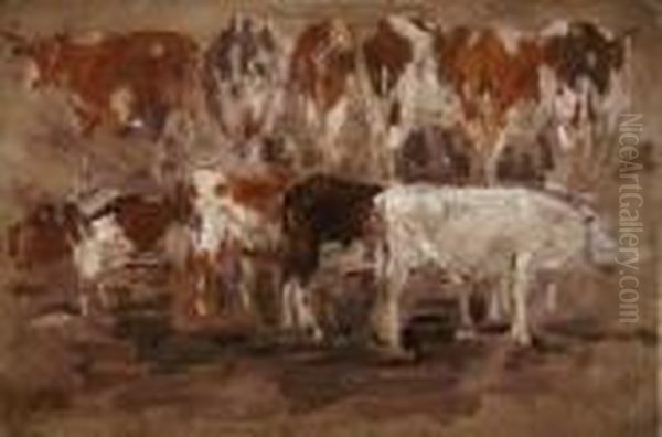 Etude De Vaches Oil Painting by Eugene Boudin