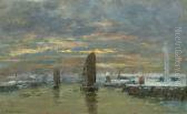 Dunkerque, Lever De Soleil En Hiver Oil Painting by Eugene Boudin