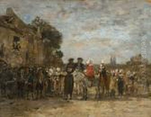 Une Noce A Quimper Oil Painting by Eugene Boudin