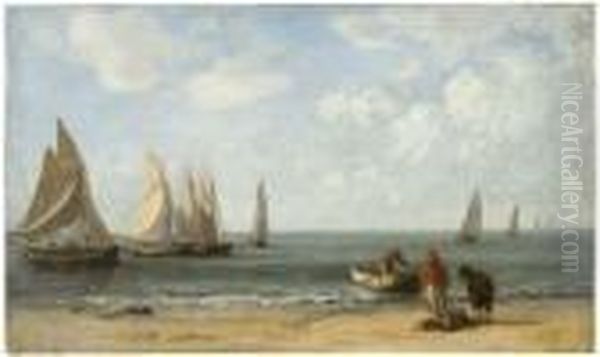 Maree Basse Oil Painting by Eugene Boudin