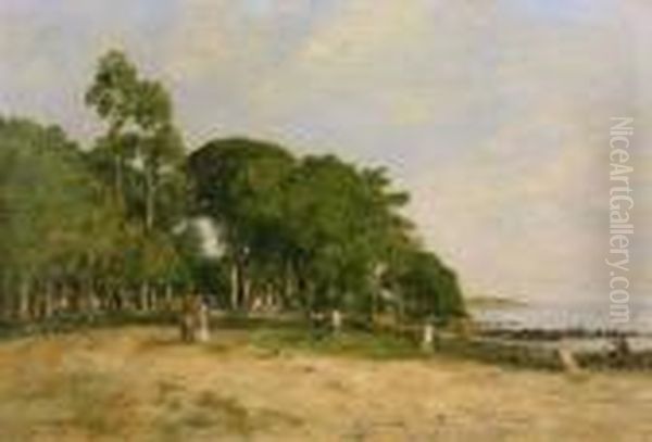 Juan-les-pins. La Promenade Et La Baie Oil Painting by Eugene Boudin