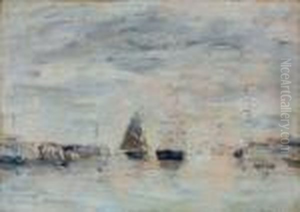 Le Havre, L'avant-port Oil Painting by Eugene Boudin