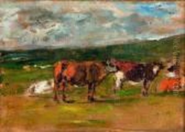 Vaches Au Paturage Oil Painting by Eugene Boudin