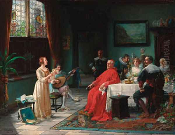 The recital Oil Painting by Adolf Humborg