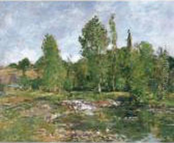 Saint-cenery, L'etang Oil Painting by Eugene Boudin