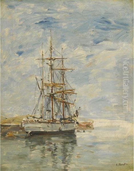 Trois-mats A L'ancre Oil Painting by Eugene Boudin