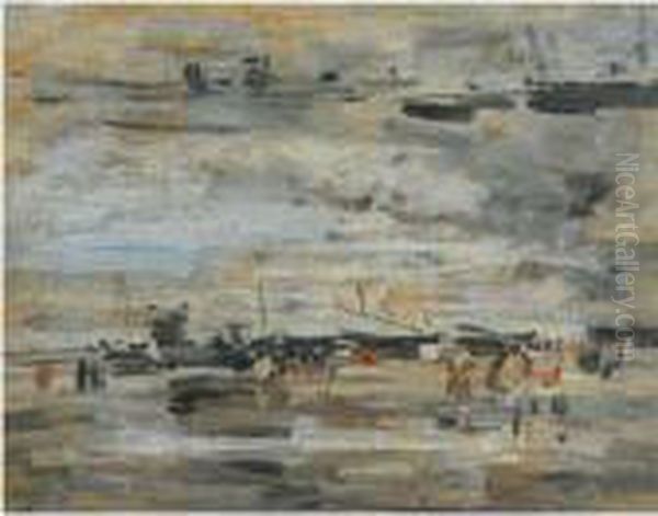 Maree Basse Oil Painting by Eugene Boudin