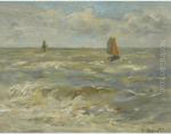 Voiliers Sur La Mer Oil Painting by Eugene Boudin