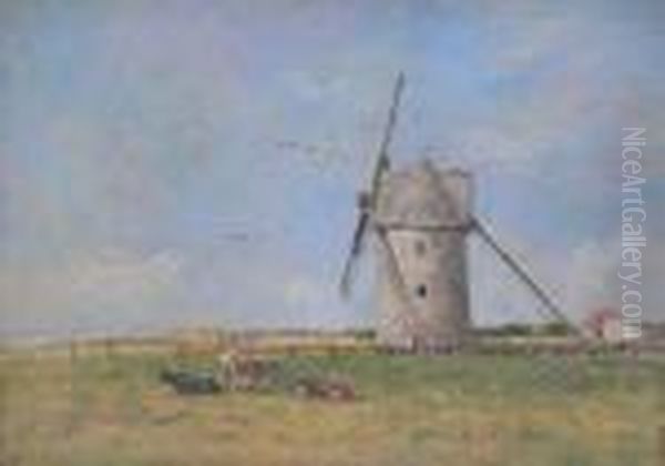 Etaples, Le Moulin Oil Painting by Eugene Boudin