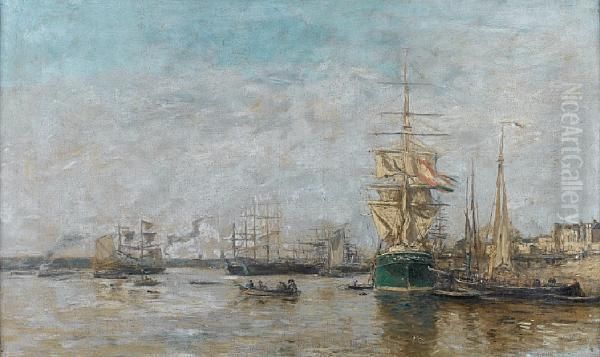 Bordeaux. Le Port Oil Painting by Eugene Boudin