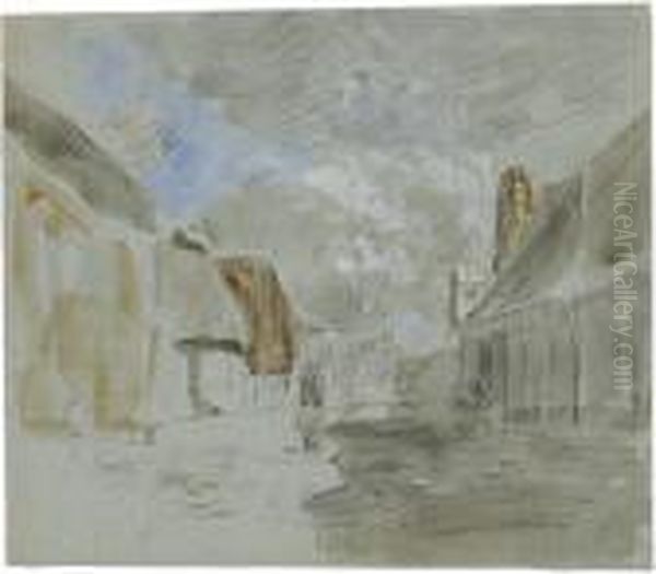 Etude D'une Ruede Village Oil Painting by Eugene Boudin