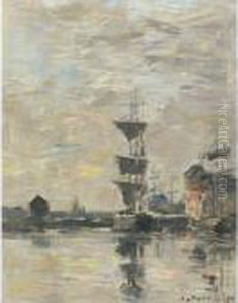 Fecamp, Le Bassin Oil Painting by Eugene Boudin