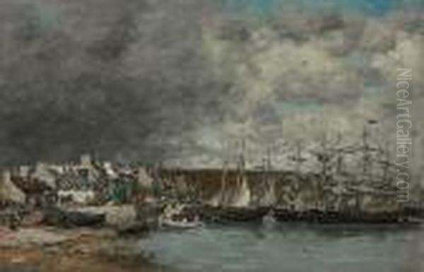 Camaret, Le Port Oil Painting by Eugene Boudin