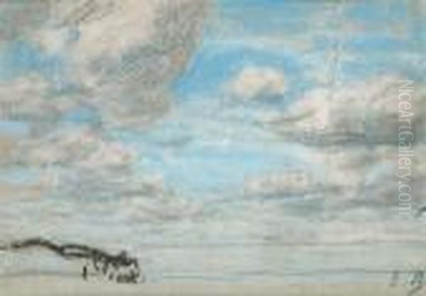 La Plage Oil Painting by Eugene Boudin