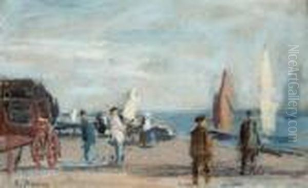 Un Quai A Honfleur Oil Painting by Eugene Boudin