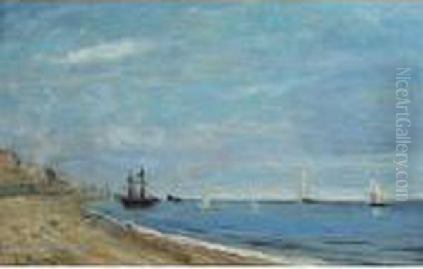 Boats Off The Coast 
Bears Oil Painting by Eugene Boudin