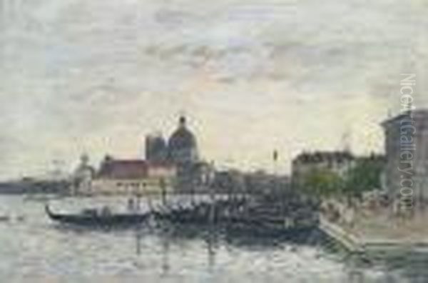 Venise. Le Mole A L'entree Du Grand Canal Et La Salute Lesoir Oil Painting by Eugene Boudin