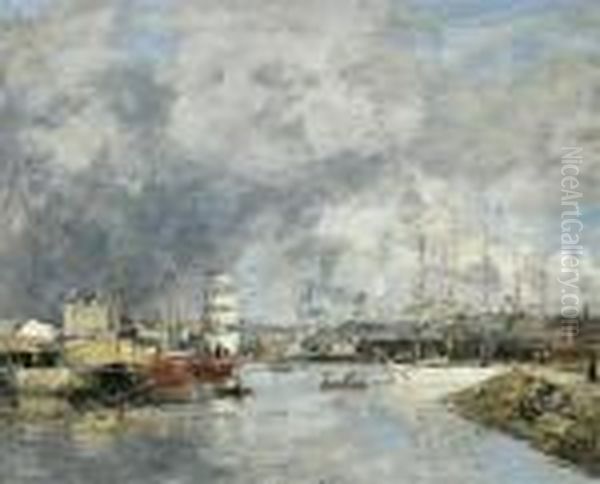 Dieppe Harbour Oil Painting by Eugene Boudin